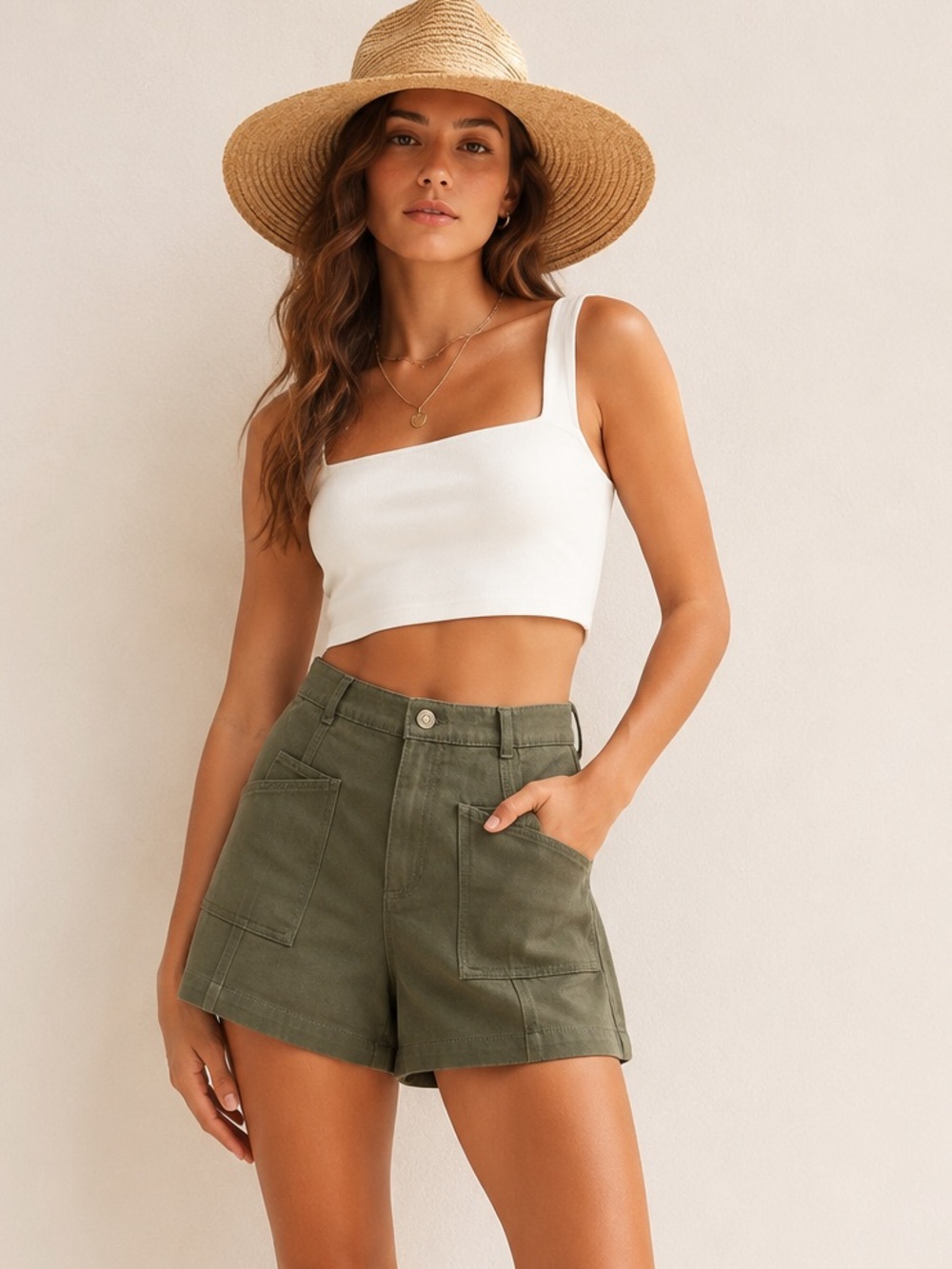 NWT Cleobella Holden Utility Shorts Sea Turtle Green Size 26 100% Cotton $168